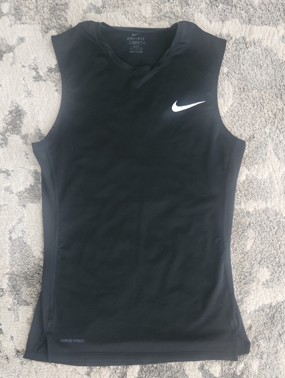 Nike Pro Black Sleeveless Dri-FIT Pro Tank with White Swoosh